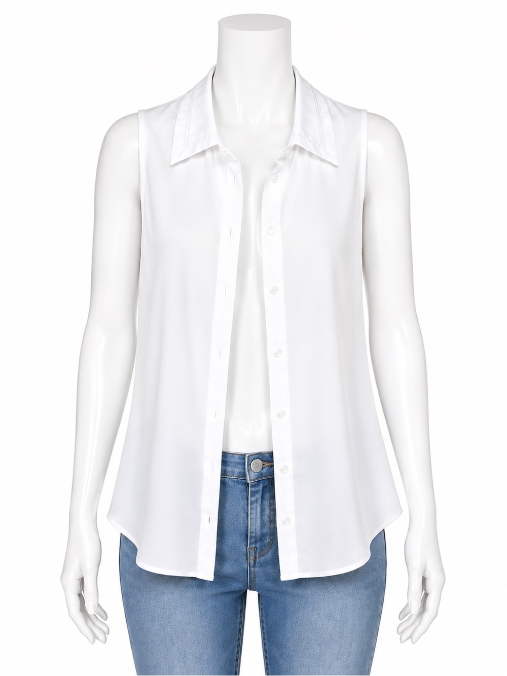 Karl Lagerfeld Sleek White Sleeveless Button-Down Blouse